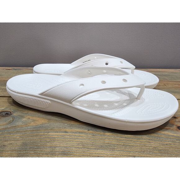 Crocs Sandals Classic All Terrain Flip Flops Mens Size 12 White - Picture 1 of 7